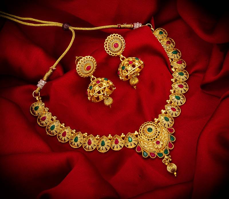 multicolor Traditinal Gold Plated Alloy Necklace