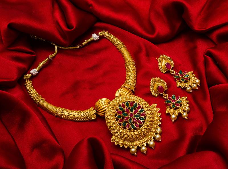 multicolor Traditinal Gold Plated Alloy Necklace