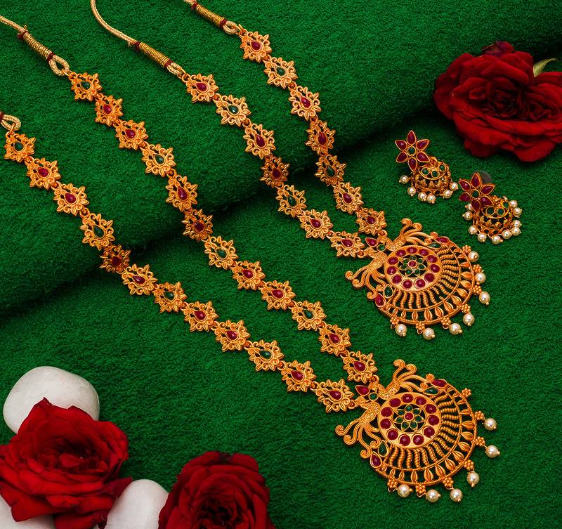 multicolor Traditinal Gold Plated Alloy Necklace