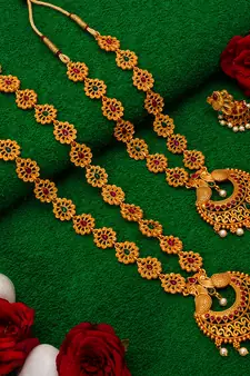 multicolor Traditinal Gold Plated Alloy Necklace