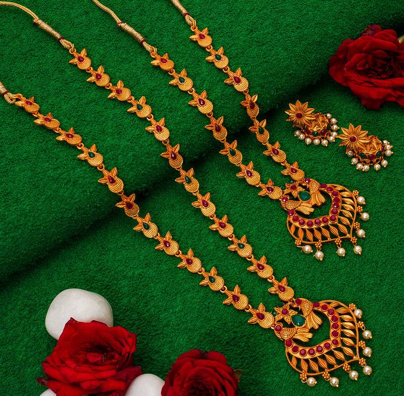 multicolor Traditinal Gold Plated Alloy Necklace