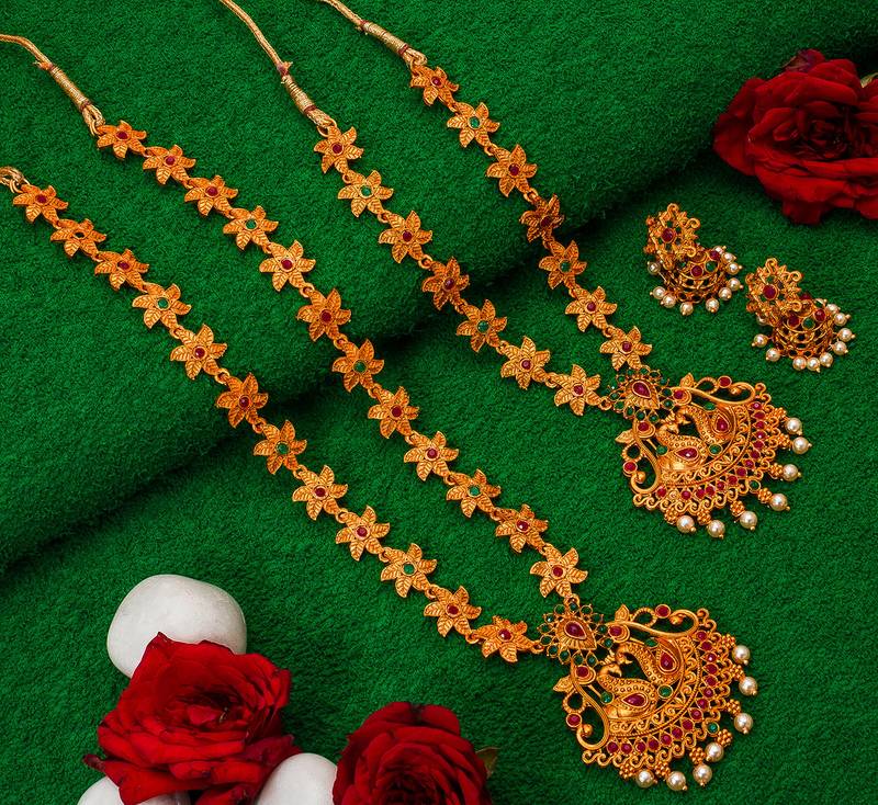 multicolor Traditinal Gold Plated Alloy Necklace