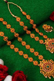 multicolor Traditinal Gold Plated Alloy Necklace