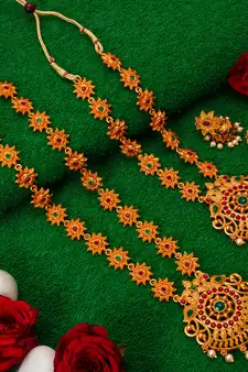 multicolor Traditinal Gold Plated Alloy Necklace