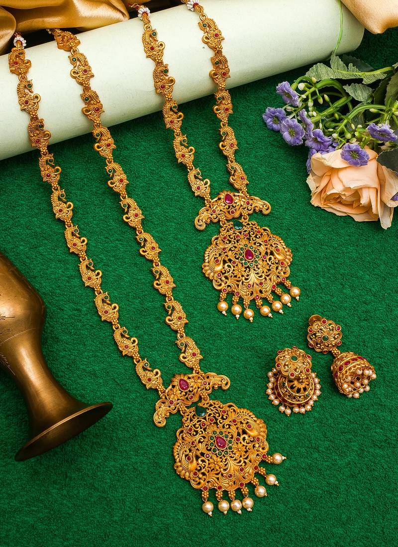 multicolor Traditinal Gold Plated Alloy Necklace