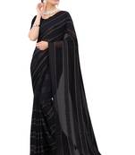 Black plain georgette saree with blouse