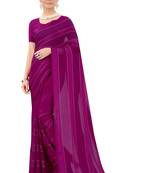 Wine plain georgette saree with blouse