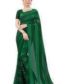 Green Plain Georgette Saree With Blouse