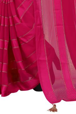 Pink Plain Georgette Saree With Blouse 3