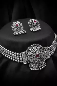 multicolor Traditinal silver Plated Alloy Necklace