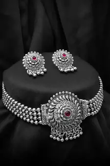 multicolor Traditinal  silver Plated Alloy Necklace