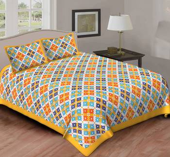 Cotton Double Bedsheet Multi Checks with 2 Pillow Cover (Size- 90" X 100", Color - MultiColor) 1