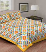 Cotton Double Bedsheet Multi Checks with 2 Pillow Cover (Size- 90" X 100", Color - MultiColor)