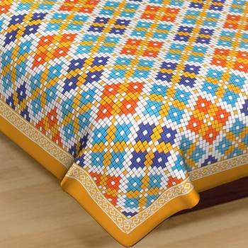 Cotton Double Bedsheet Multi Checks with 2 Pillow Cover (Size- 90" X 100", Color - MultiColor) 3