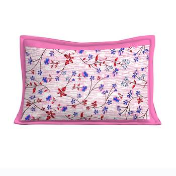 Cotton Single Bedsheet Small Leavs with bell Print with 1 Pillow Cover (Size - 60" X 90", Color - Pink) 3