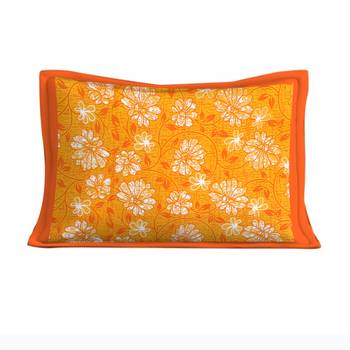 Cotton Single Bedsheet Daisy Flowers Print with 1 Pillow Cover (Size - 60" X 90", Color - Orange) 3