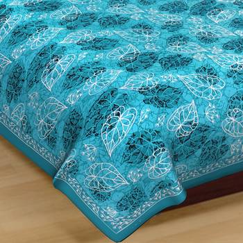Cotton Single Bedsheet Multi Pan Printwith 1 Pillow Cover  (Size - 60" X 90", Color - Light Blue) 4