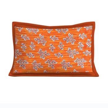 Cotton Single Bedsheet Leaves Print with 1 Pillow Cover (Size - 60" X 90", Color - Mustard) 1