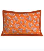 Cotton Single Bedsheet Leaves Print with 1 Pillow Cover (Size - 60" X 90", Color - Mustard)