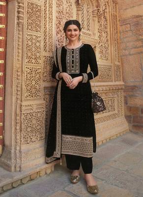 black georgette embroidered top & bottom with  dupatta 1