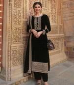 black georgette embroidered top & bottom with  dupatta