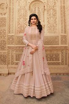 cream silk embroidered top & bottom with  dupatta