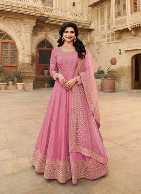 purple silk embroidered top & bottom with  dupatta 1