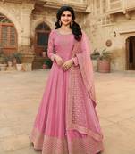 purple silk embroidered top & bottom with  dupatta