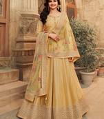 yellow silk embroidered top & bottom with  dupatta