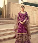 purple silk woven top & bottom with  dupatta