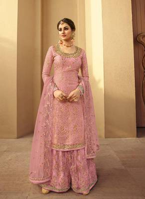 pink silk woven top & bottom with  dupatta 1