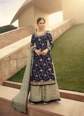 blue silk woven top & bottom with  dupatta 1