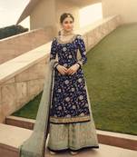 blue silk woven top & bottom with  dupatta