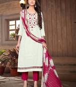 off white cotton woven top & bottom with  dupatta