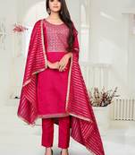 pink chanderi silk woven top & bottom with  dupatta