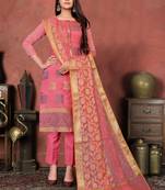 pink banarasi silk woven top & bottom with  dupatta