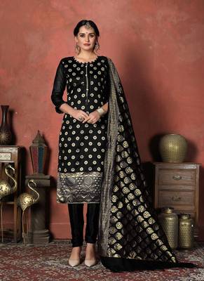 black banarasi silk woven top & bottom with  dupatta 1