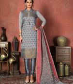 grey banarasi silk woven top & bottom with  dupatta