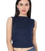 blue plain cotton readymade blouse