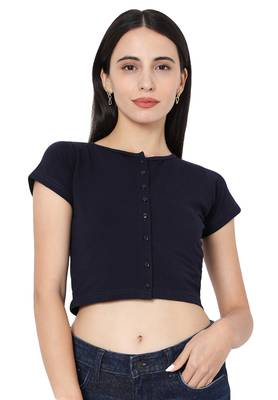 Black plain cotton readymade blouse 1