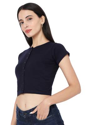 Black plain cotton readymade blouse 4
