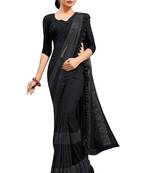 Black plain lycra saree with blouse