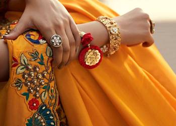 Orange embroidered silk saree with blouse 3