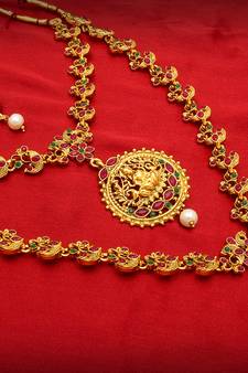 multicolor Traditinal Gold Plated Alloy Necklace