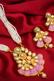 multicolor Traditinal Gold Plated Alloy Necklace