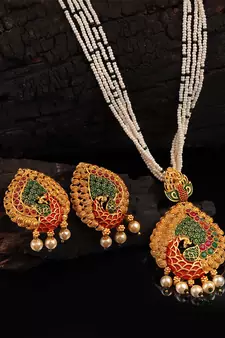 Multicolor Gold plated Stone Studded  Necklace Set