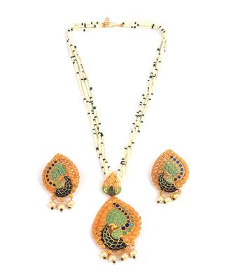 Peackock Shaped Gold Plated Necklace Set 2