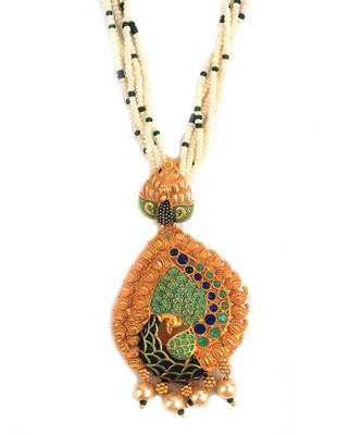 Peackock Shaped Gold Plated Necklace Set 4