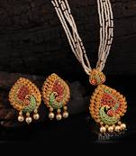 Multicolor Gold plated Stone Studded  Necklace Set