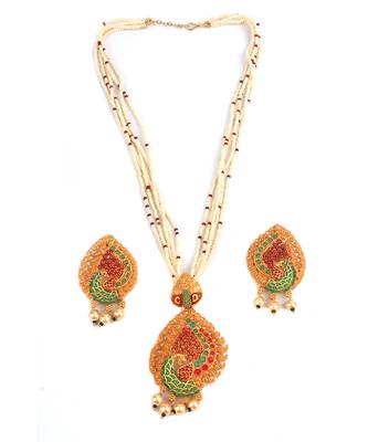 Multicolor Gold plated Stone Studded  Necklace Set 3